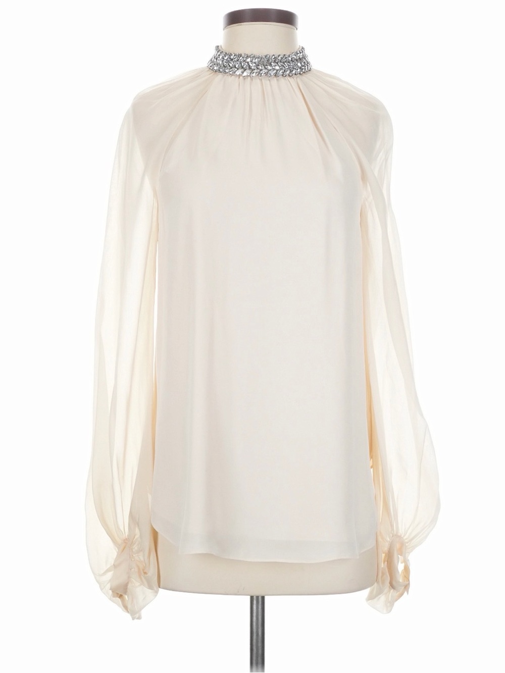Haute Hippie Crystal-Collar Silk Blouse.
